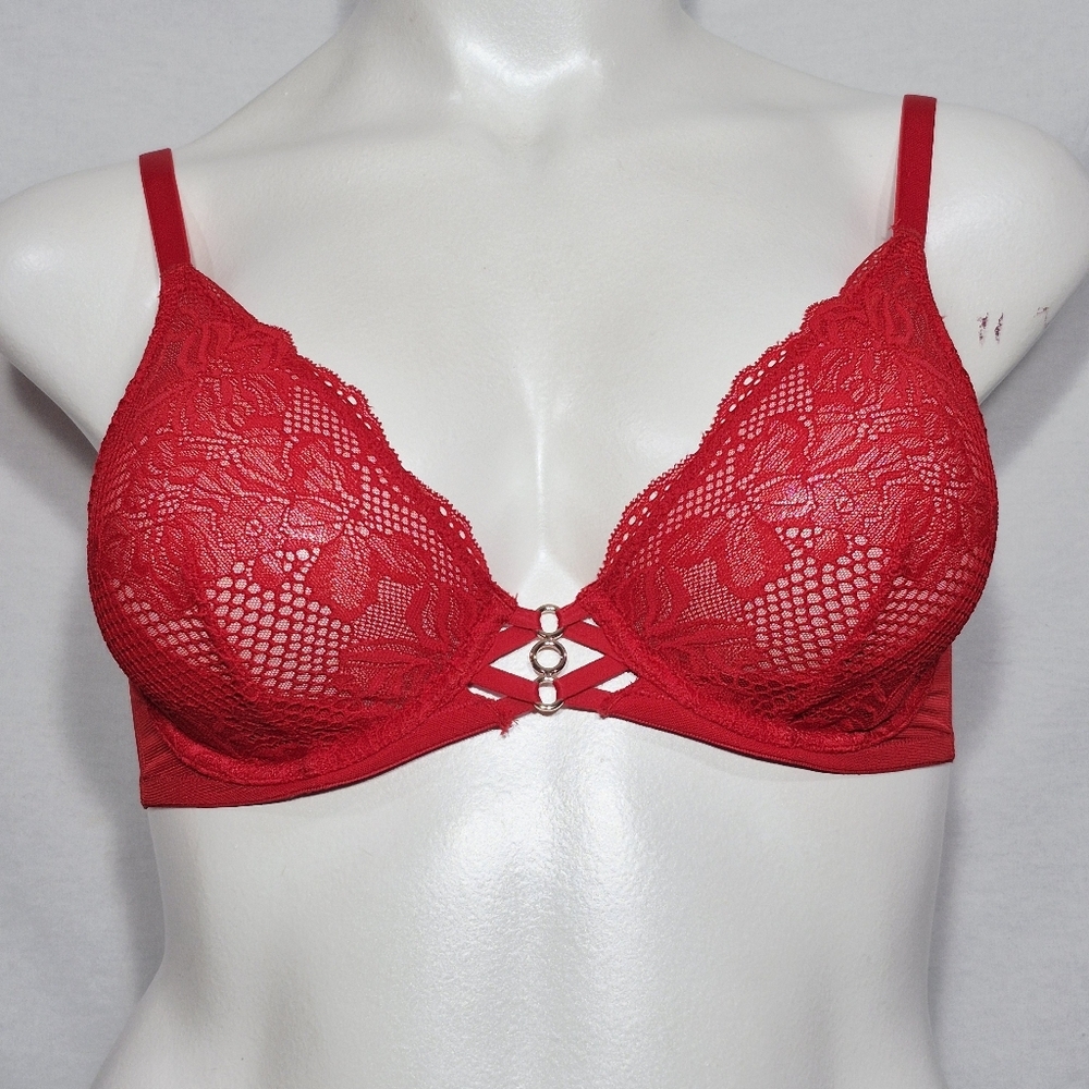 36C Auden Unlined Lace Underwire Bra‎ Red